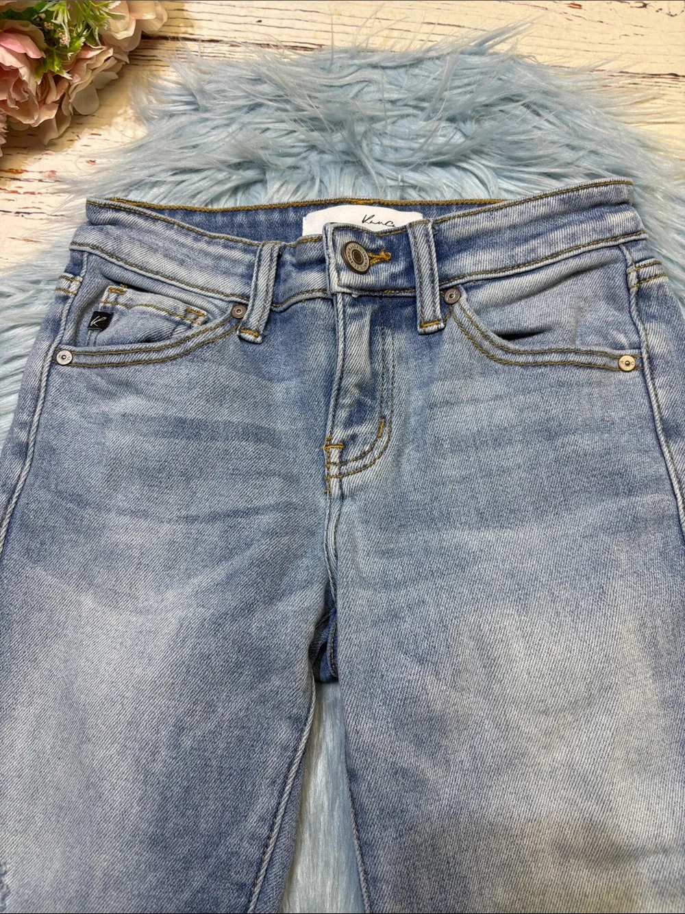 KanCan Light Blue Distressed Low Rise Skinny Jeans sz 24
